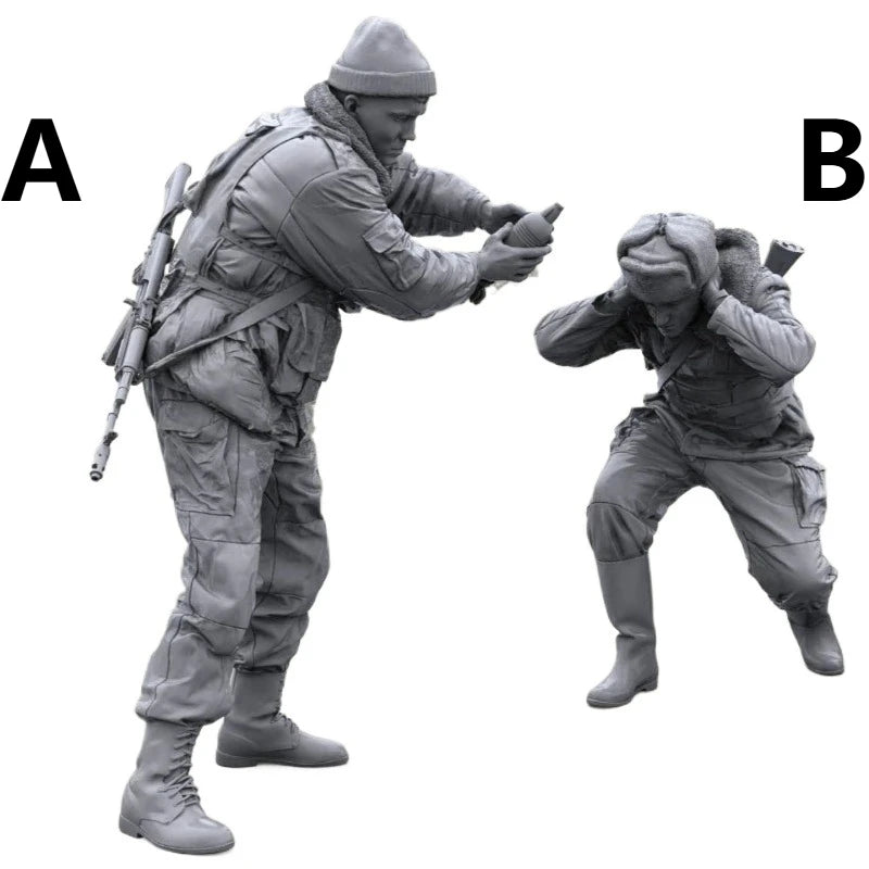 1/16 Modern Russian Internal Troops Mortar Crew, 4 Figures, Resin Model Figure Kit, Unassembled and Unpainted