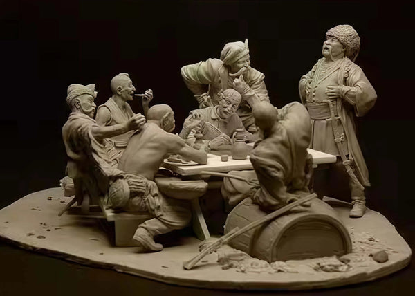 1/24 17th Century Cossack & Ottoman, 12 Figures, Resin Model Diorama Kit, Military Theme, Unassembled and Unpainted