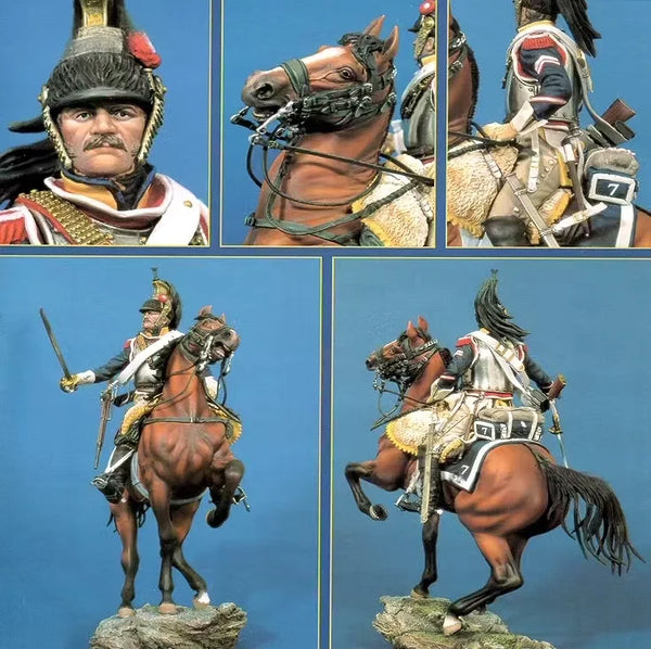 90mm Napoleonic French Dragoon, Resin Model Figure Kit, Unassembled and Unpainted