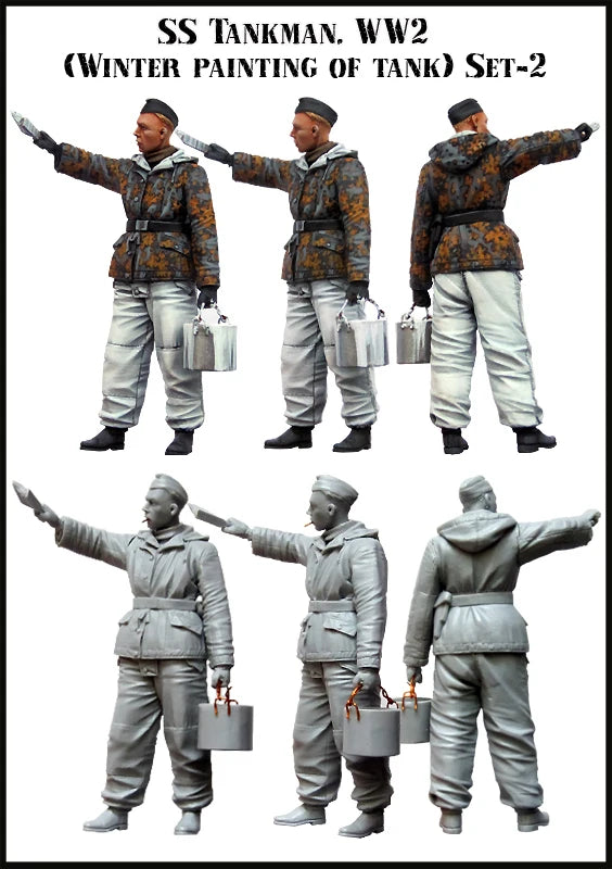 1/35 WWII German Panzer Crew in Winter Uniform, 6 Figures, Resin Model Figure Kit, Unassembled and Unpainted