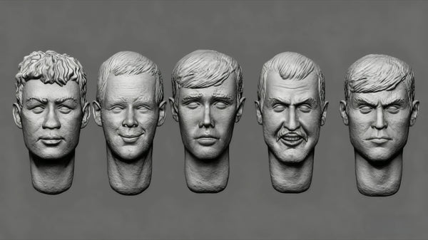 1/35 WWII Head Replacement Set, 5 Figures, Resin Model Accessory Kit, Unassembled and Unpainted