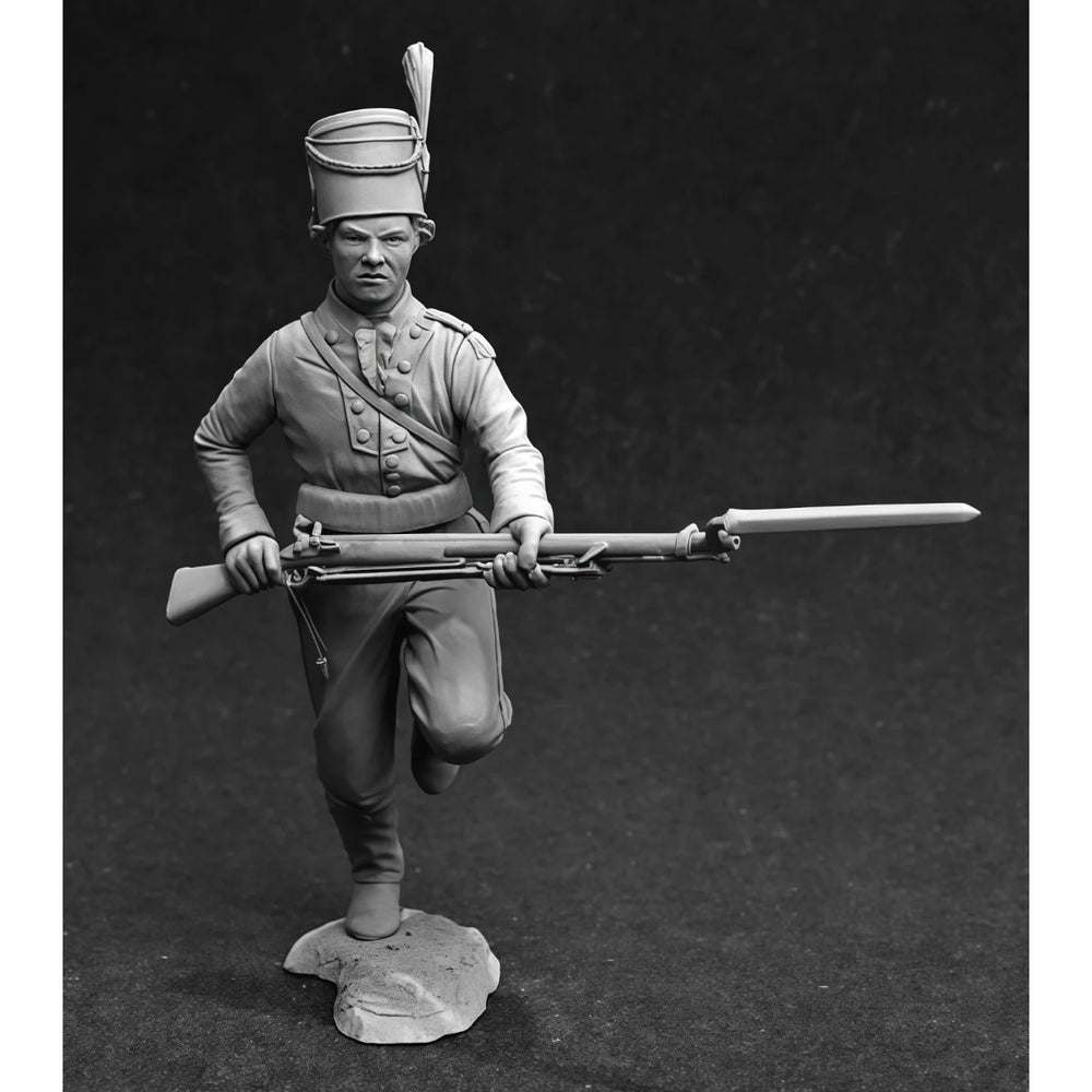 54mm Napoleonic Russian Grenadier Charging with Bayonet, Resin Model Figure Kit, Unassembled and Unpainted