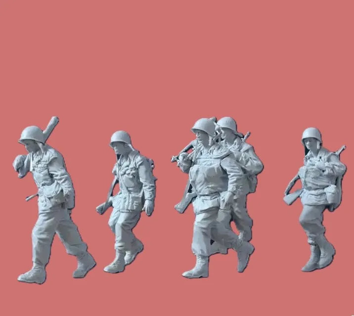 WWI Soldiers, 5 Figures, Resin Model Figure Kit, Unassembled and Unpainted