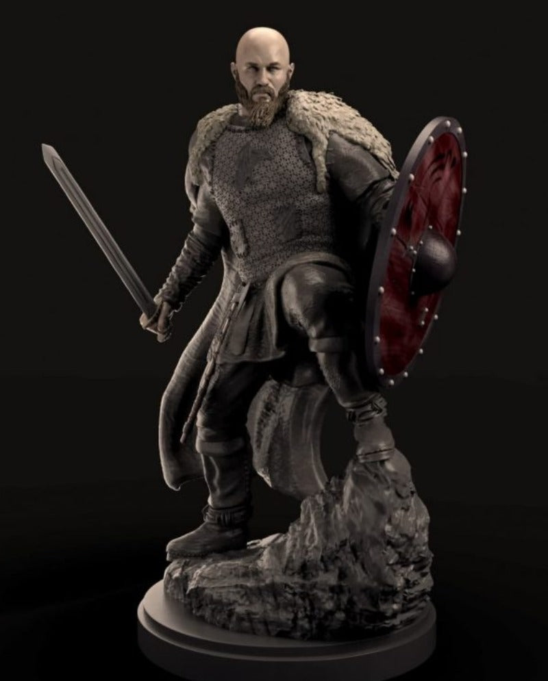 1/24 Medieval Bearded Viking Warrior with Sword and Shield, Resin Model Figure Kit, Unassembled and Unpainted