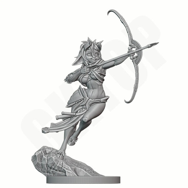 1/24 Beast Ear Huntress, Resin Model Figure Kit, Fantasy Theme, Unassembled and Unpainted