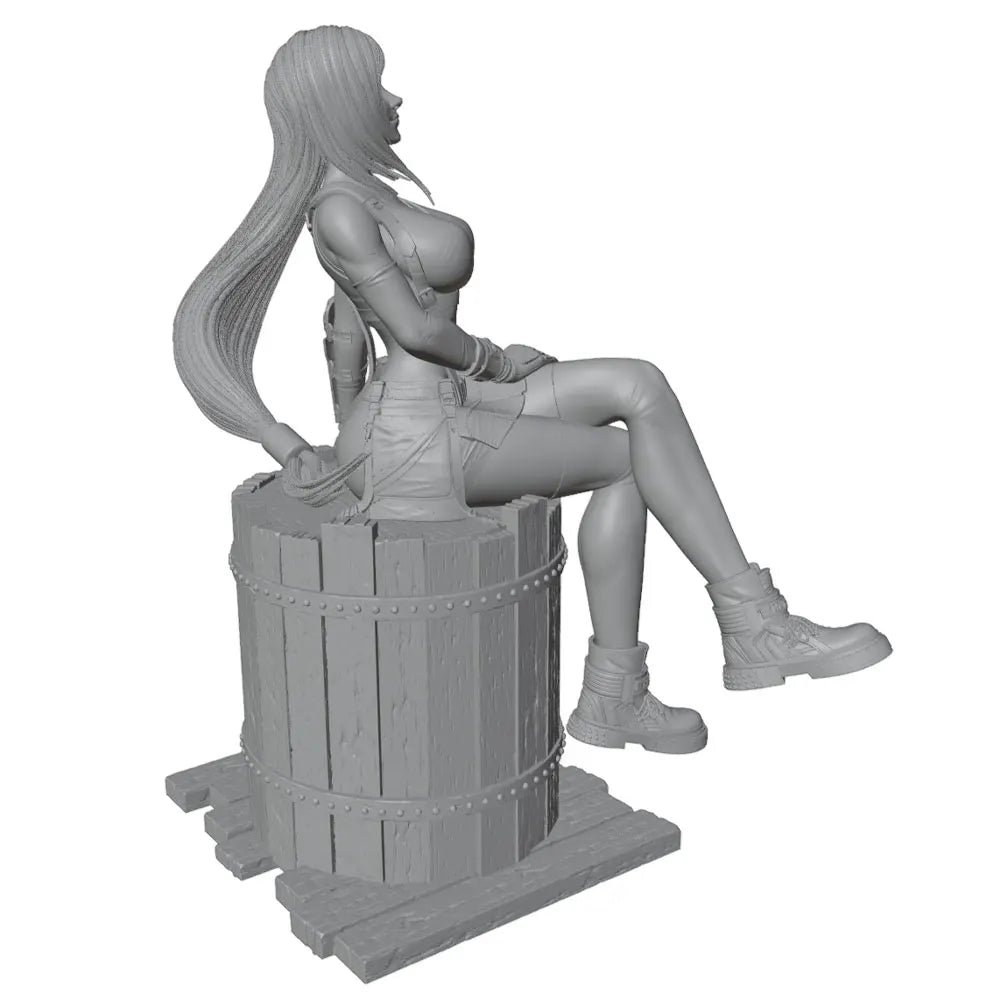 1/24 Pin-up on Barrel Base, Resin Model Figure Kit, Unassembled and Unpainted