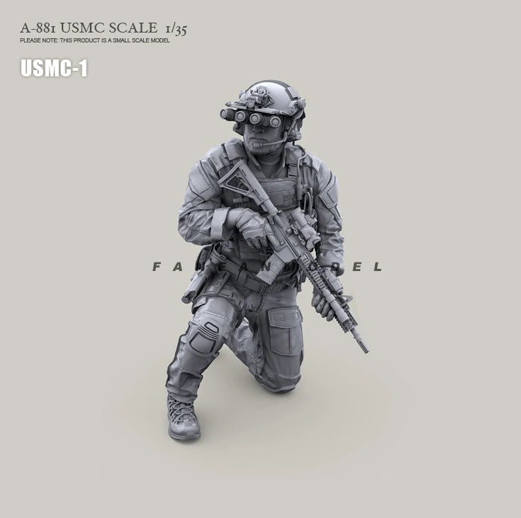 1/35 Modern USMC Rifleman Kneeling with Tactical Loadout, Resin Model Figure Kit, Unassembled and Unpainted