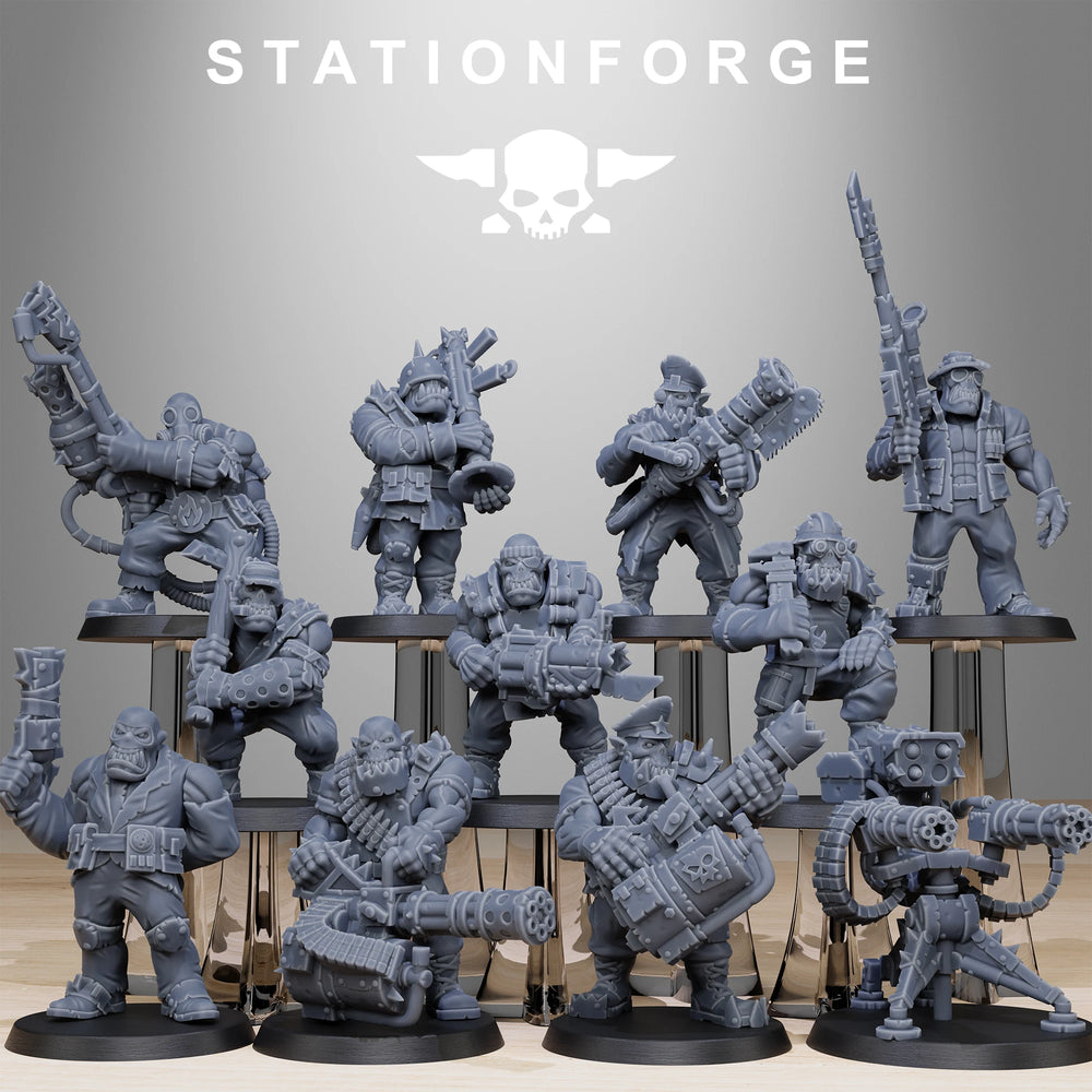 28mm Orkaz Soldiers, 12 Figures, Resin Model Figure Kit, Sci-Fi Theme, Unassembled and Unpainted