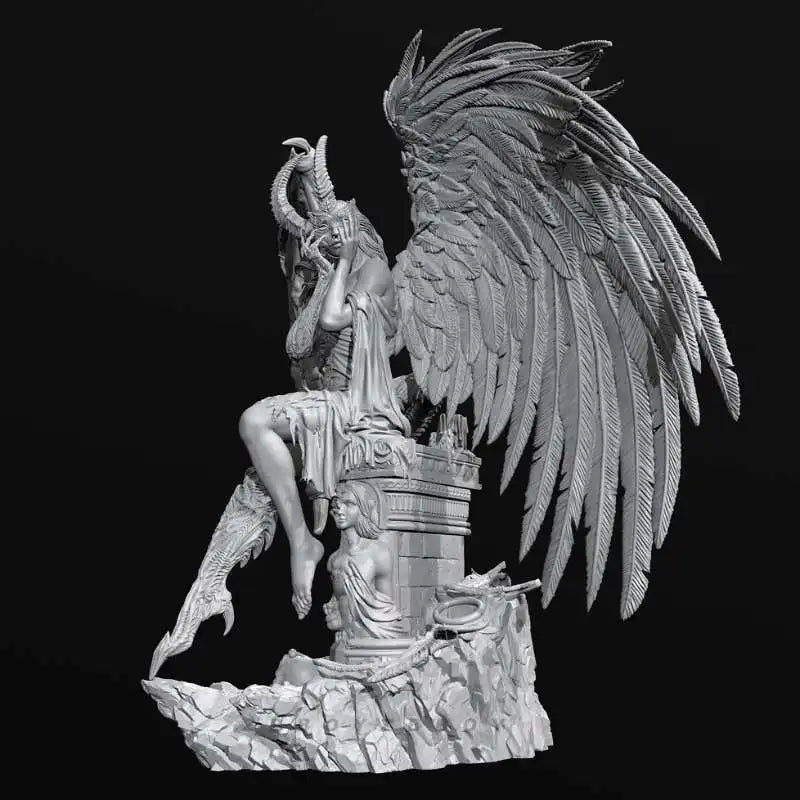90mm Demon Sorceress with Horned Wings, Resin Model Figure Kit, Fantasy Theme, Unassembled and Unpainted