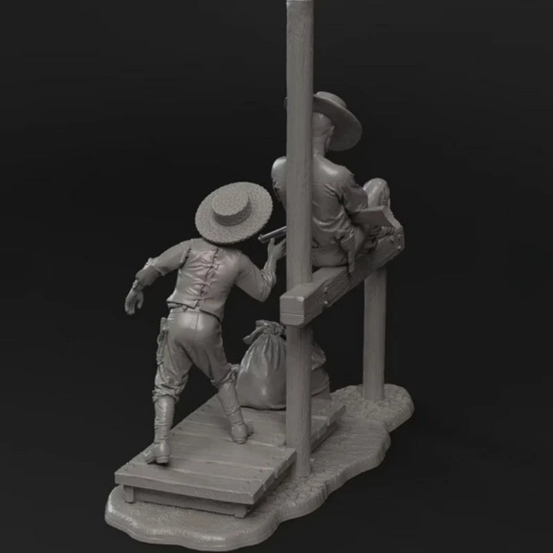 1/32 Western Cowboys at Leisure, 4 Figures, Resin Model Figure Kit, Historical Theme, Unassembled and Unpainted