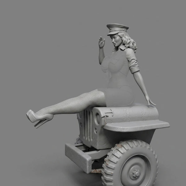 1/24 WWII Female Soldier, Resin Model Figure Kit, Unassembled and Unpainted