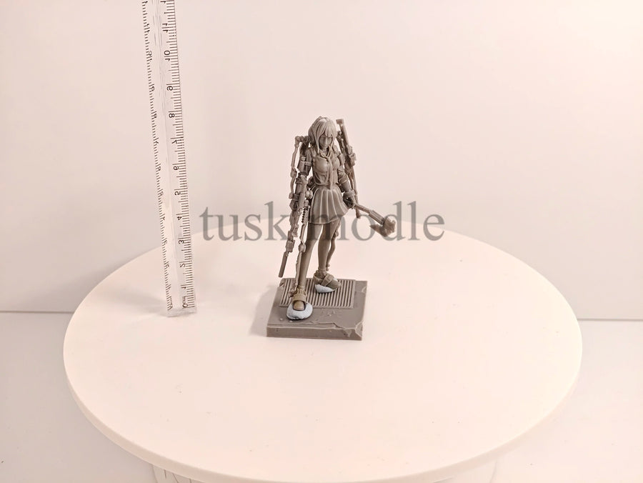 Stylized Female Sci-Fi Warrior with Rifle and Axe 1/24 Resin Figure Kit - resin model view 2