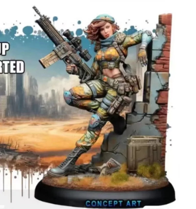 1/24 Wasteland Queen Female Warrior, Resin Model Figure Kit, Fantasy Theme, Unassembled and Unpainted