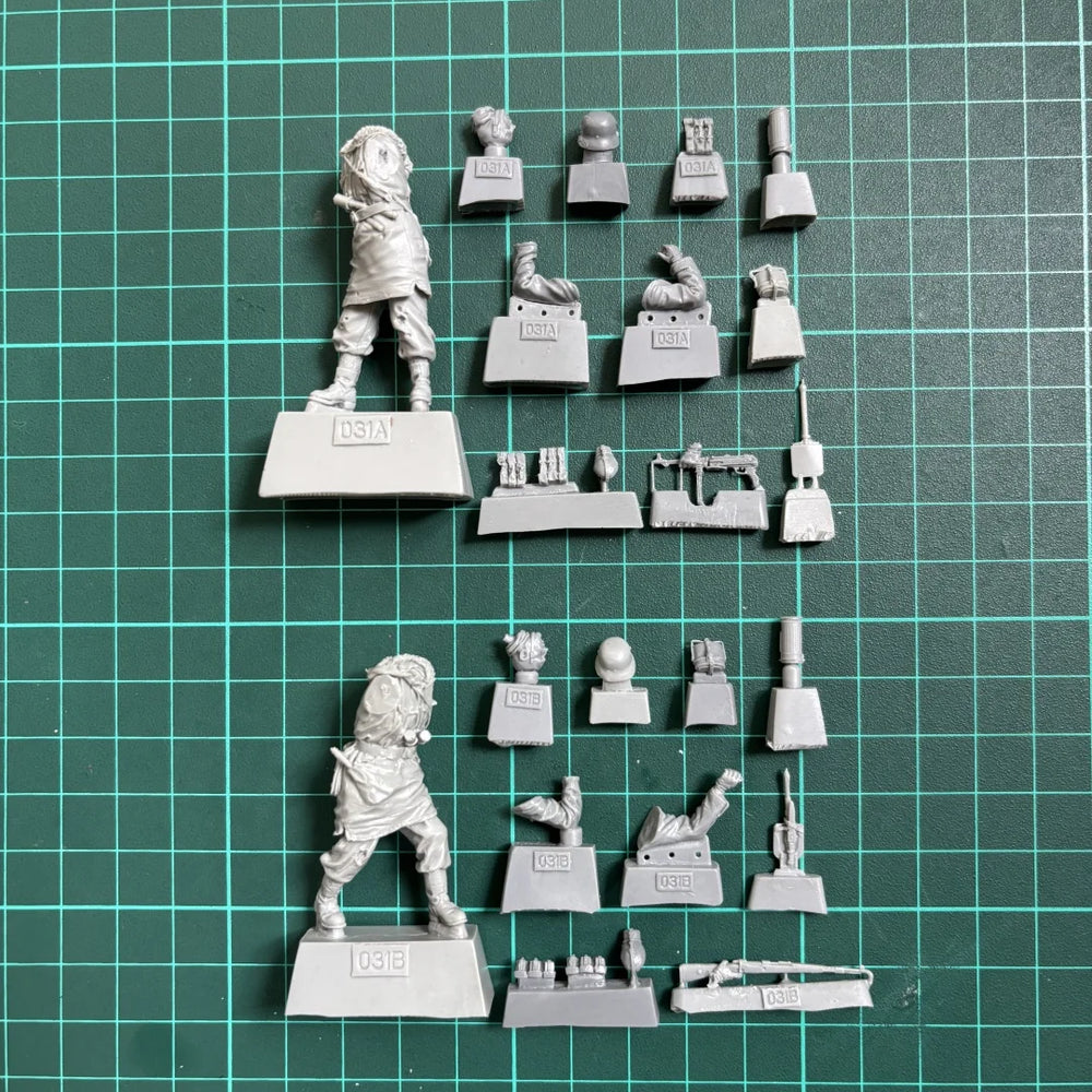 1/35 WWII German Infantry in Combat Poses, 6 Figures, Resin Model Figure Kit, Unassembled and Unpainted