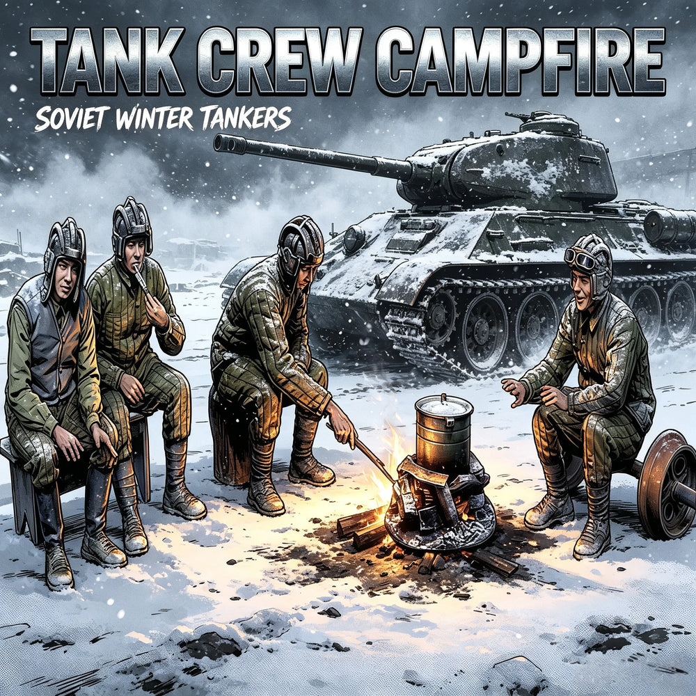 1/35 WWII Soviet Tank Crew Campfire, 4 Figures, Resin Model Figure Kit, Unassembled and Unpainted