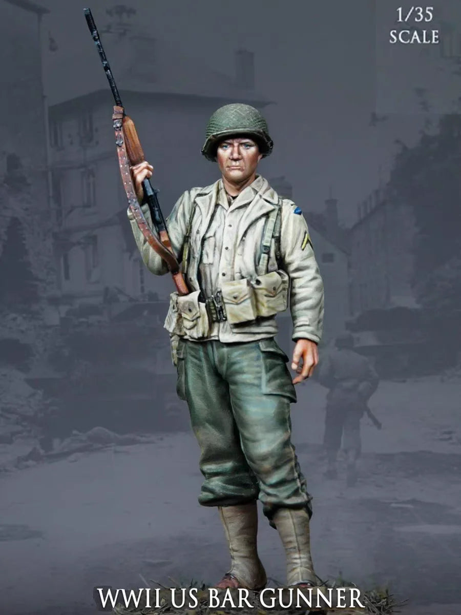 1/35 WWII US BAR Gunner, Resin Model Figure Kit, Unassembled and Unpainted