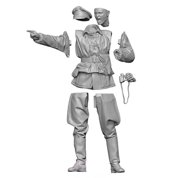 1/16 WWII German Officer Shouting Commands, Resin Model Figure Kit, Unassembled and Unpainted