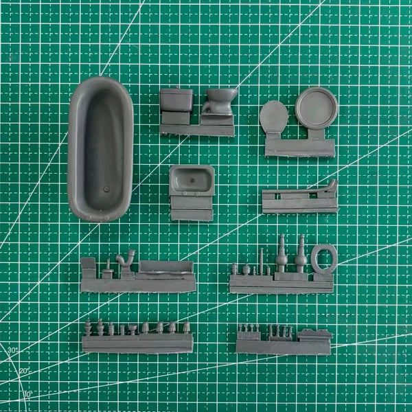 1/35 Bathroom Furniture Scene, Resin Model Diorama Kit, Historical Theme, Unassembled and Unpainted