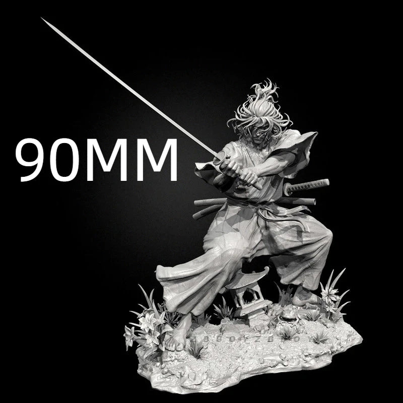 75mm Asian Warrior Attacking with Raised Katana, Resin Model Figure Kit, Fantasy Theme, Unassembled and Unpainted