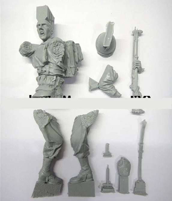 1/16 WWI Soldier Aiming Rifle with Bayonet, Resin Model Figure Kit, Unassembled and Unpainted