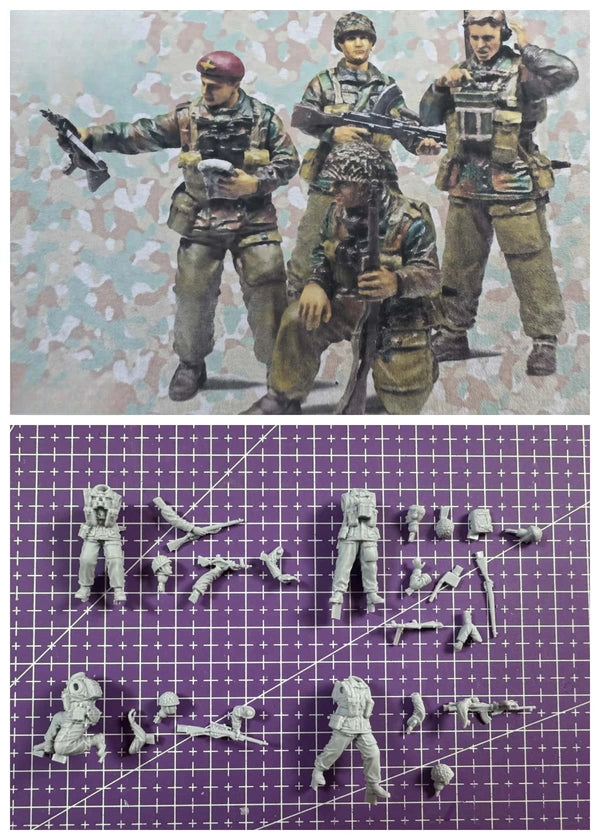 1/48 WWII British WWII Paratroopers, 5 Figures, Resin Model Figure Kit, Unassembled and Unpainted