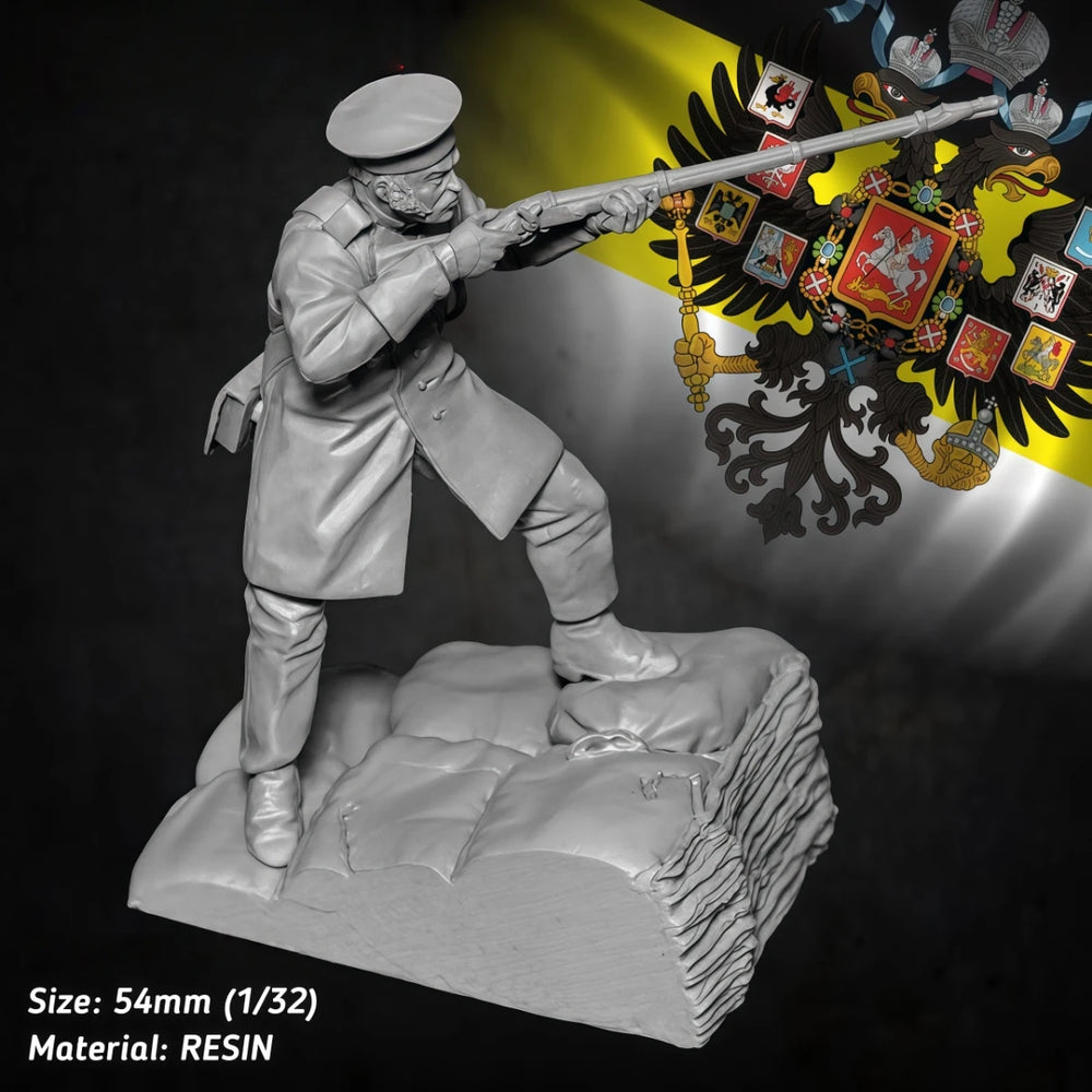 54mm WWI Russian Imperial Marksman, Resin Model Figure Kit, Unassembled and Unpainted