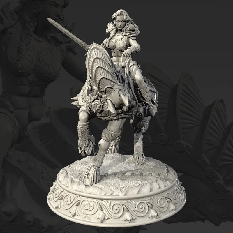 75mm Female Warrior Knight, Resin Model Figure Kit, Fantasy Theme, Unassembled and Unpainted