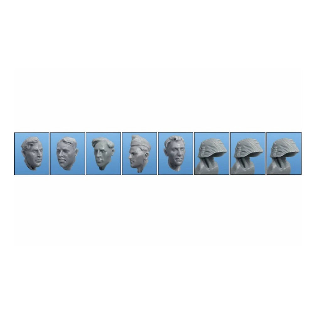 1/35 WWII British Soldier Heads, 5 Figures, Resin Model Bust Kit, Unassembled and Unpainted