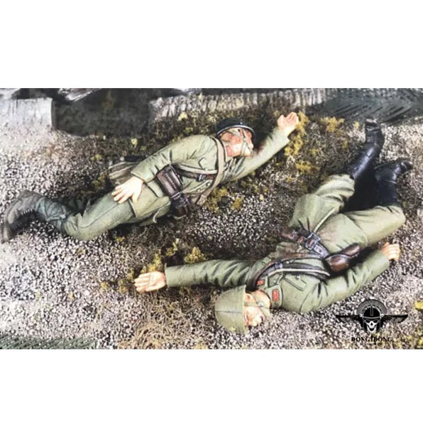 1/35 WWII Allied Prone Soldiers, 2 Figures, Resin Model Figure Kit, Unassembled and Unpainted