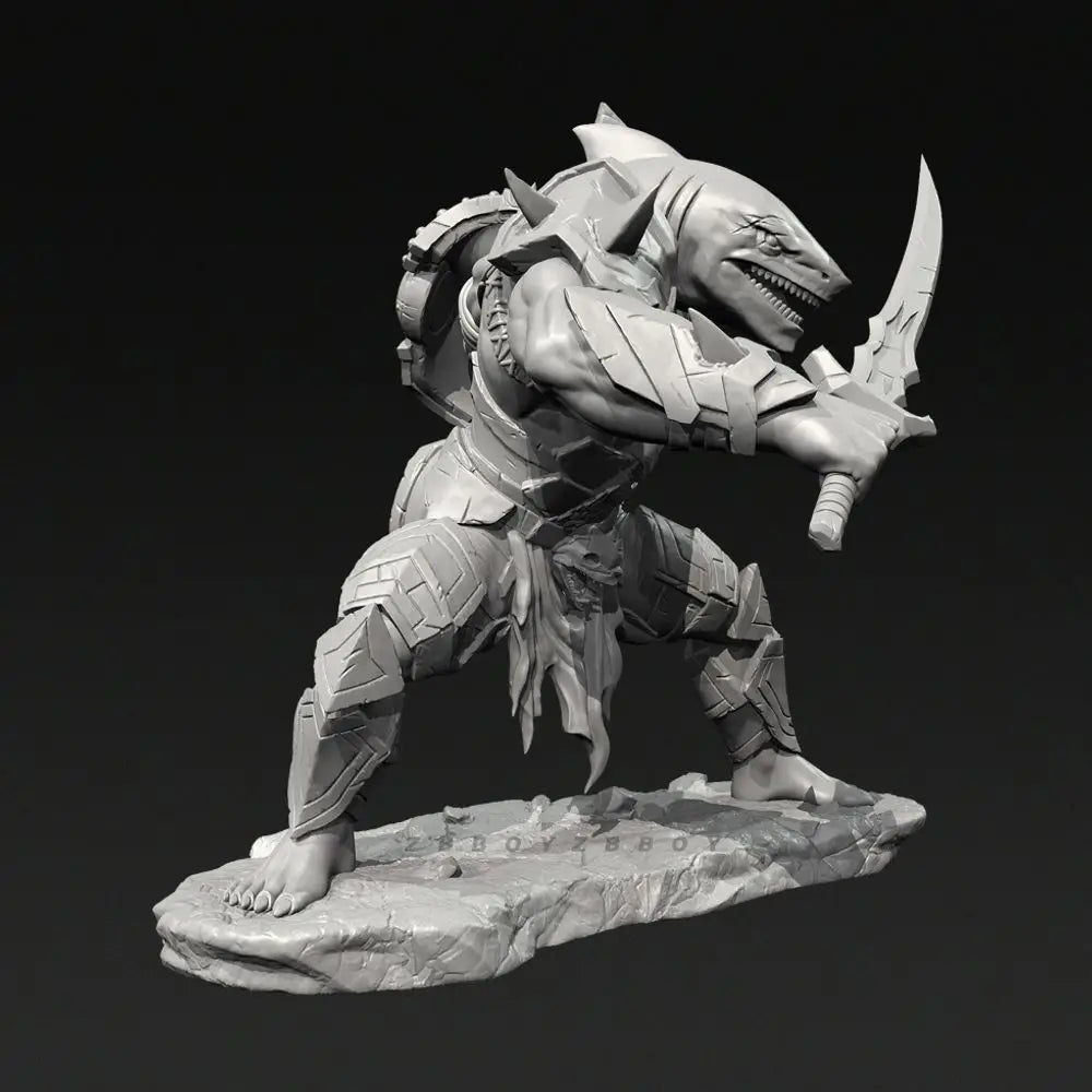 75mm Shark Monster Warrior, 5 Figures, Resin Model Figure Kit, Fantasy Theme, Unassembled and Unpainted