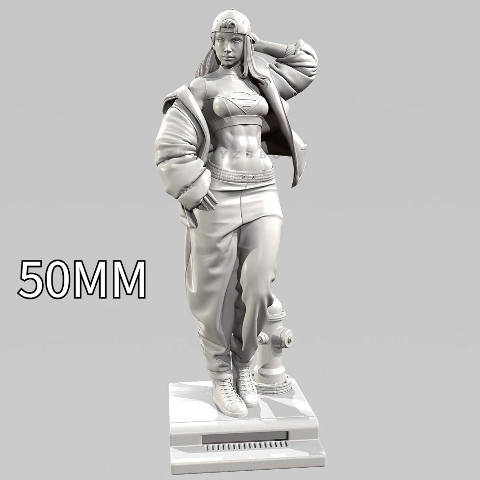 75mm Female with Baseball Cap and Shorts, Resin Model Figure Kit, Unassembled and Unpainted