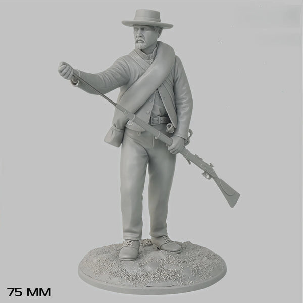 75mm American Civil War Confederate Soldier, Resin Model Figure Kit, Unassembled and Unpainted
