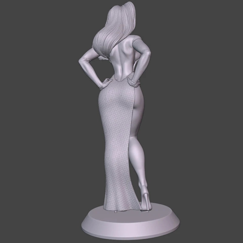 75mm Woman in Long Gown Hand on Hip, Resin Model Figure Kit, Unassembled and Unpainted