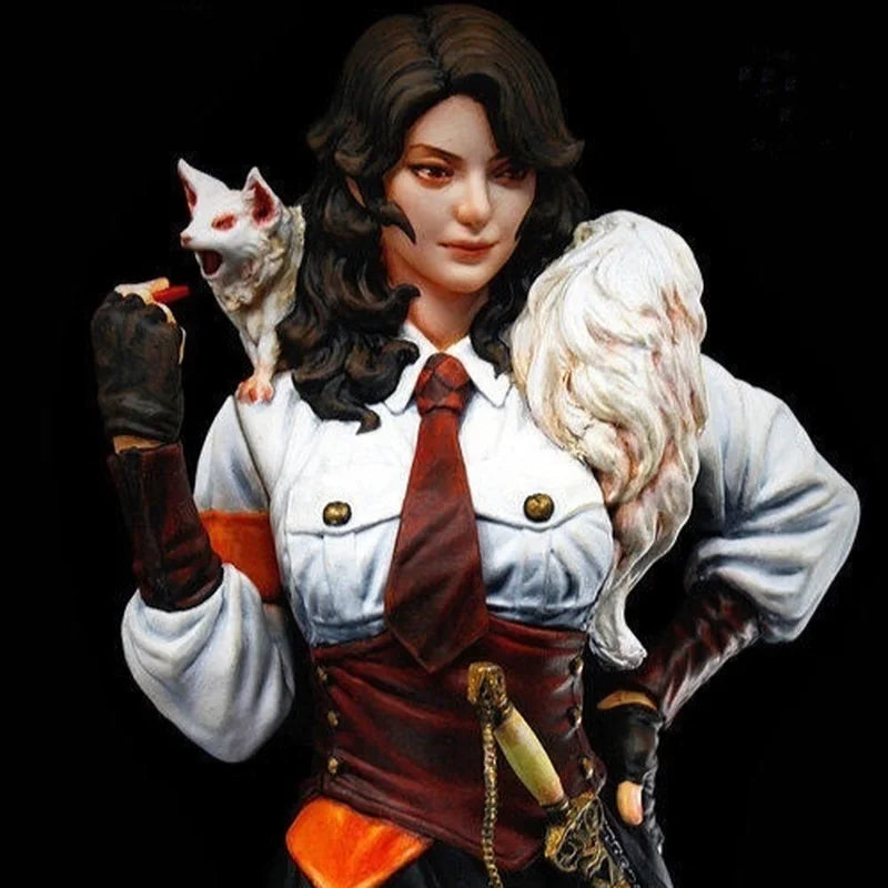 1/10 Sorceress with White Fox Familiar, Resin Model Figure Kit, Fantasy Theme, Unassembled and Unpainted