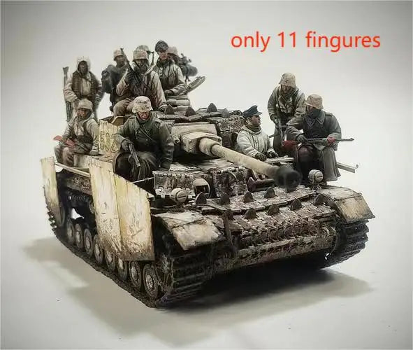 1/35 WWII Soviet Tank Crew with Dismounting Infantry, 11 Figures, Resin Model Figure Kit, Unassembled and Unpainted