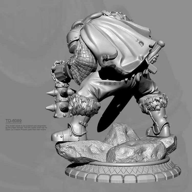 75mm Horned Demon Knight in Spiked Armor, Resin Model Figure Kit, Fantasy Theme, Unassembled and Unpainted