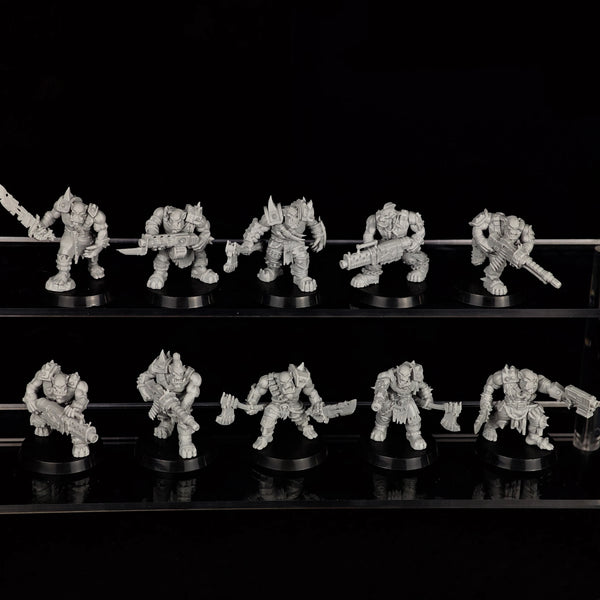 32mm Grimdark Ork Warriors Squad, 16 Figures, Resin Model Figure Kit, Sci-Fi Theme, Unassembled and Unpainted