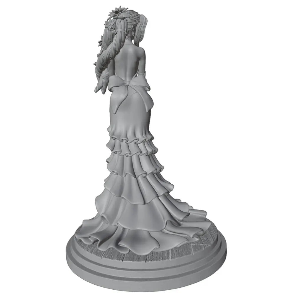 1/24 Woman in Ornate Tiered Gown Holding Creature, Resin Model Figure Kit, Unassembled and Unpainted