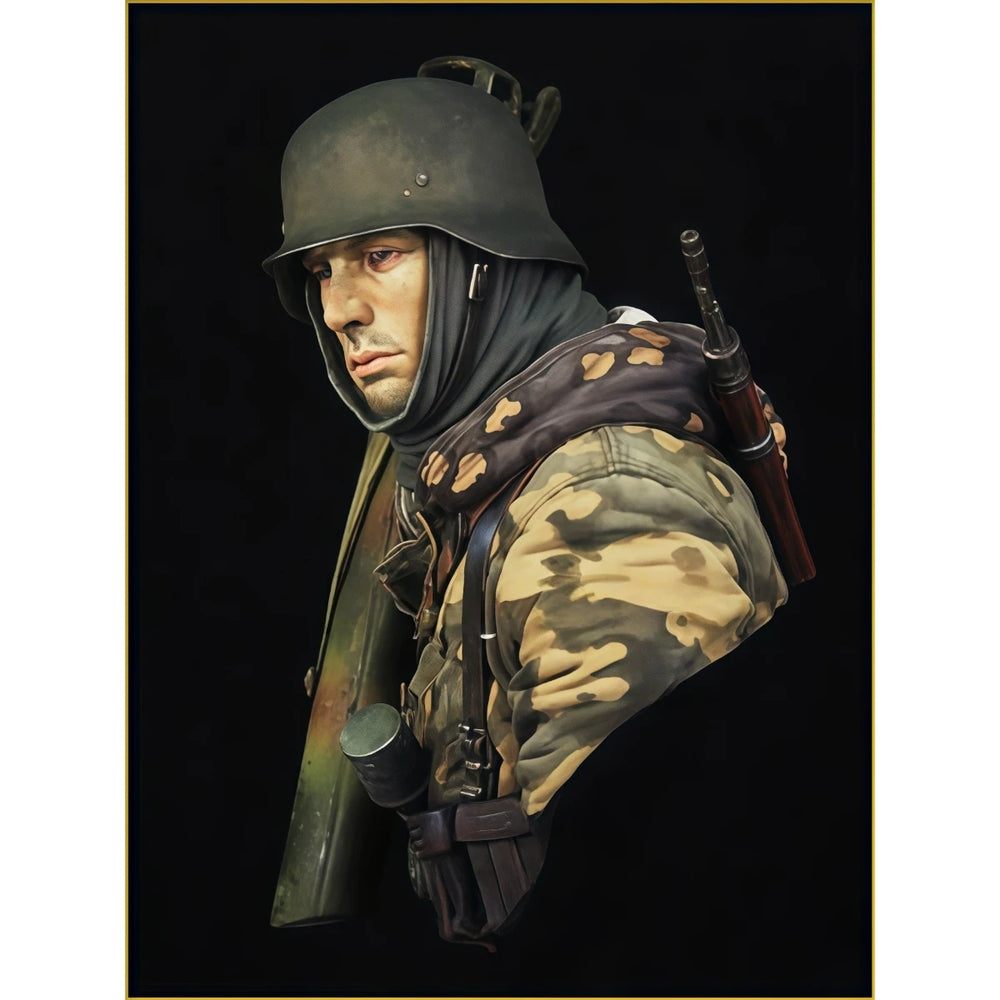 1/10 WWII German Panzerfaust Soldier, Resin Model Bust Kit, Unassembled and Unpainted