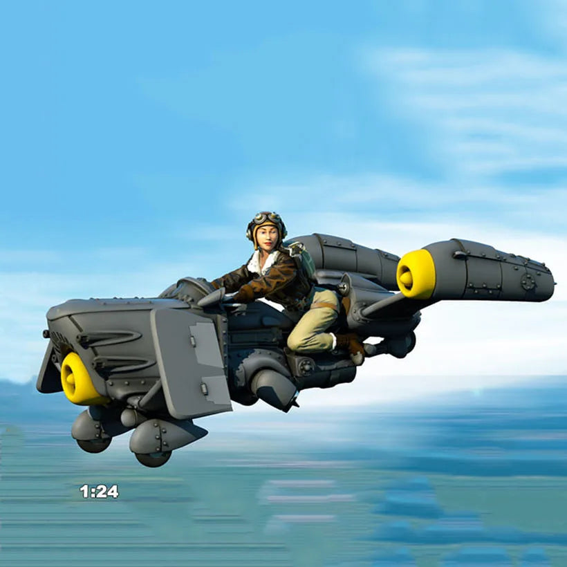 1/24 WWII Jetpack Pilot, Resin Model Figure Kit, Unassembled and Unpainted