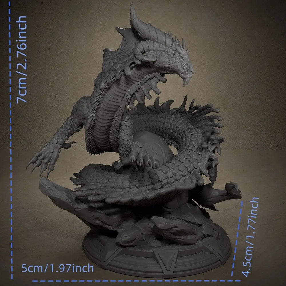 70mm Eastern Dragon Beast, Resin Model Creature Kit, Fantasy Theme, Unassembled and Unpainted