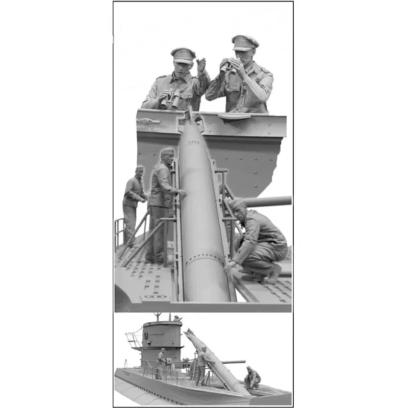 1/35 WWII Kriegsmarine Submarine Crew, 5 Figures, Resin Model Figure Kit, Unassembled and Unpainted