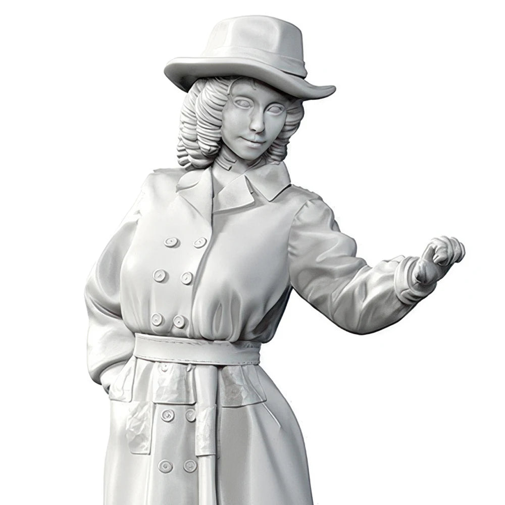 1/35 WWII Civilian Woman in Fedora and Coat, Resin Model Figure Kit, Unassembled and Unpainted