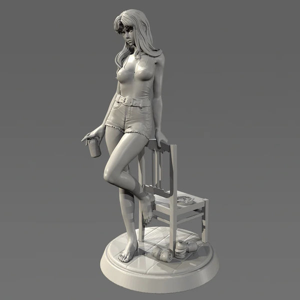 90mm Female Resting, Resin Model Figure Kit, Unassembled and Unpainted