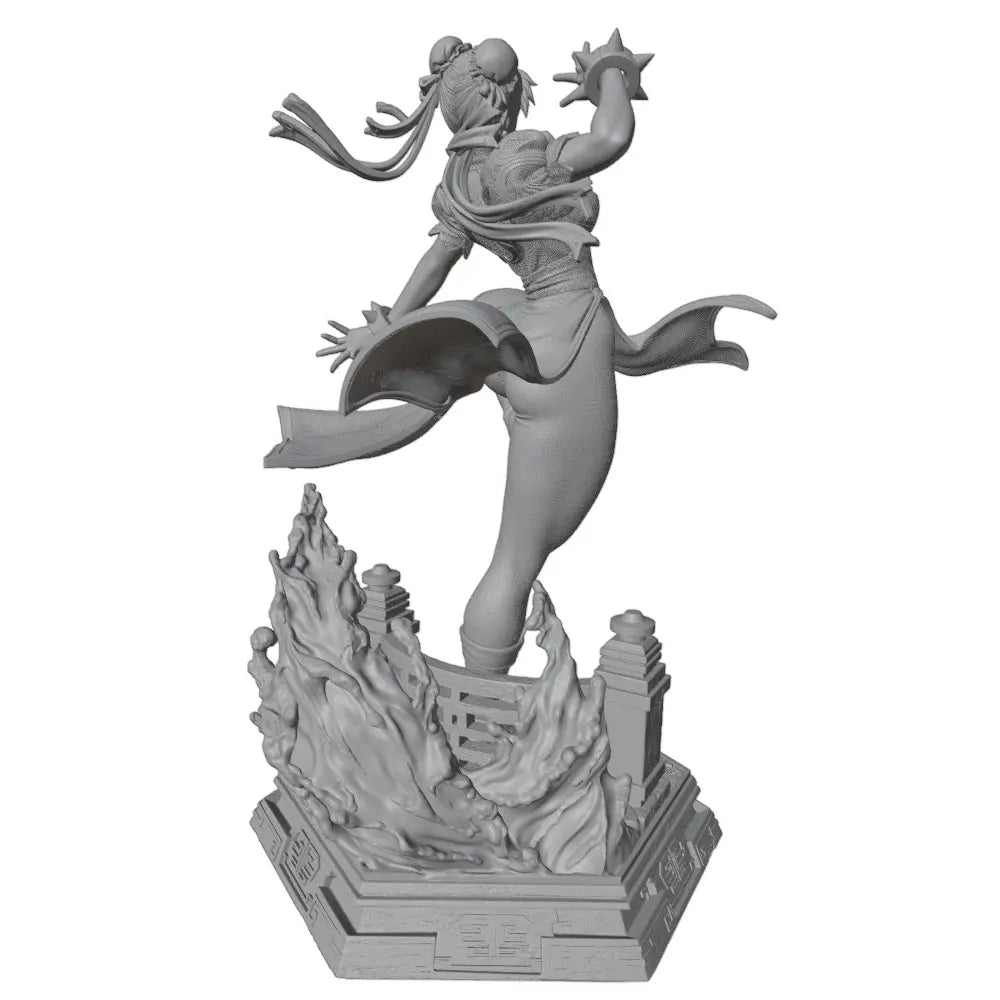 1/24 Female Warrior with Spiky Hair in Combat Pose, Resin Model Figure Kit, Anime Theme, Unassembled and Unpainted