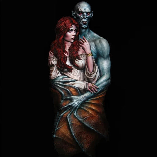1/10 Beauty and Vampire, 2 Figures, Resin Model Bust Kit, Fantasy Theme, Unassembled and Unpainted