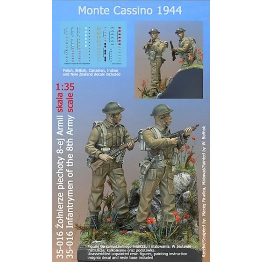 1/35 WWII Allied 8th Army Infantry, 2 Figures, Resin Model Figure Kit, Unassembled and Unpainted