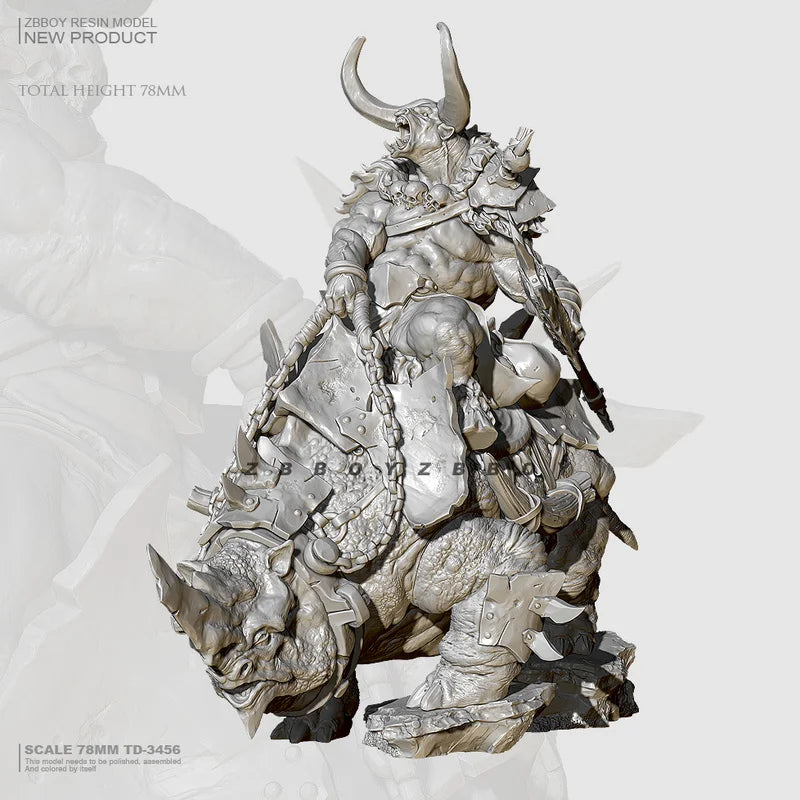 75mm Bull-Headed Knight, Resin Model Figure Kit, Fantasy Theme, Unassembled and Unpainted