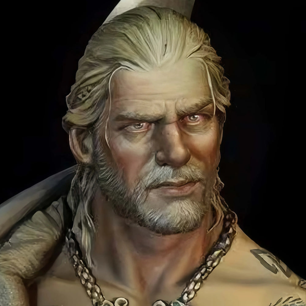 1/10 Medieval Tattooed Viking Warrior with Braided Hair, Resin Model Bust Kit, Unassembled and Unpainted