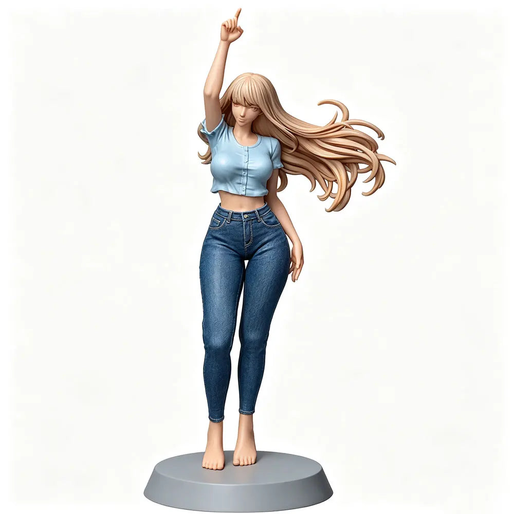 75mm Woman in Crop Top Raising Fist, Resin Model Figure Kit, Unassembled and Unpainted